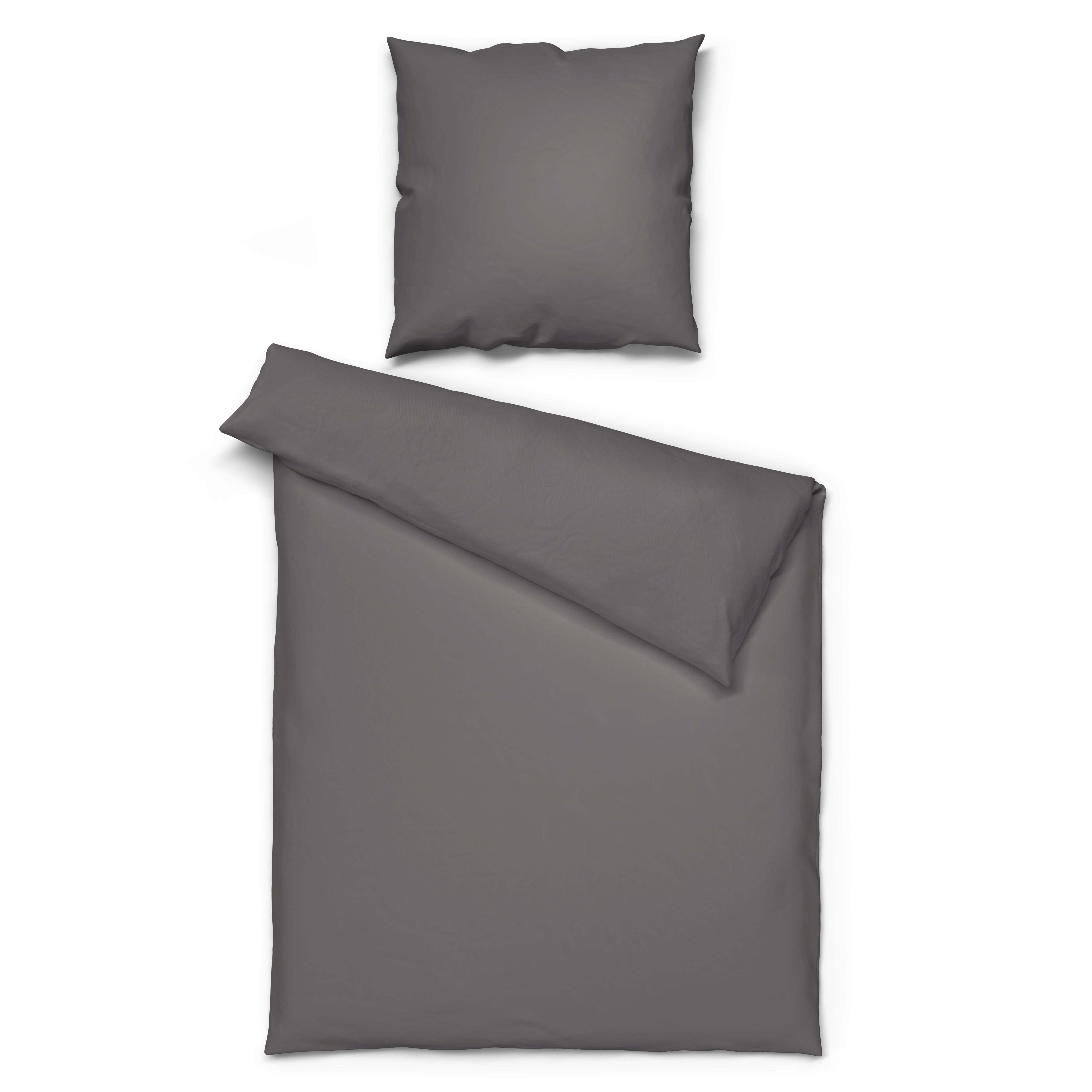 Baumwoll Bettwäsche Renforce Bettwäsche_Renforce Uni 135x200cm - anthrazit (135,00/200,00cm) - beau rêve