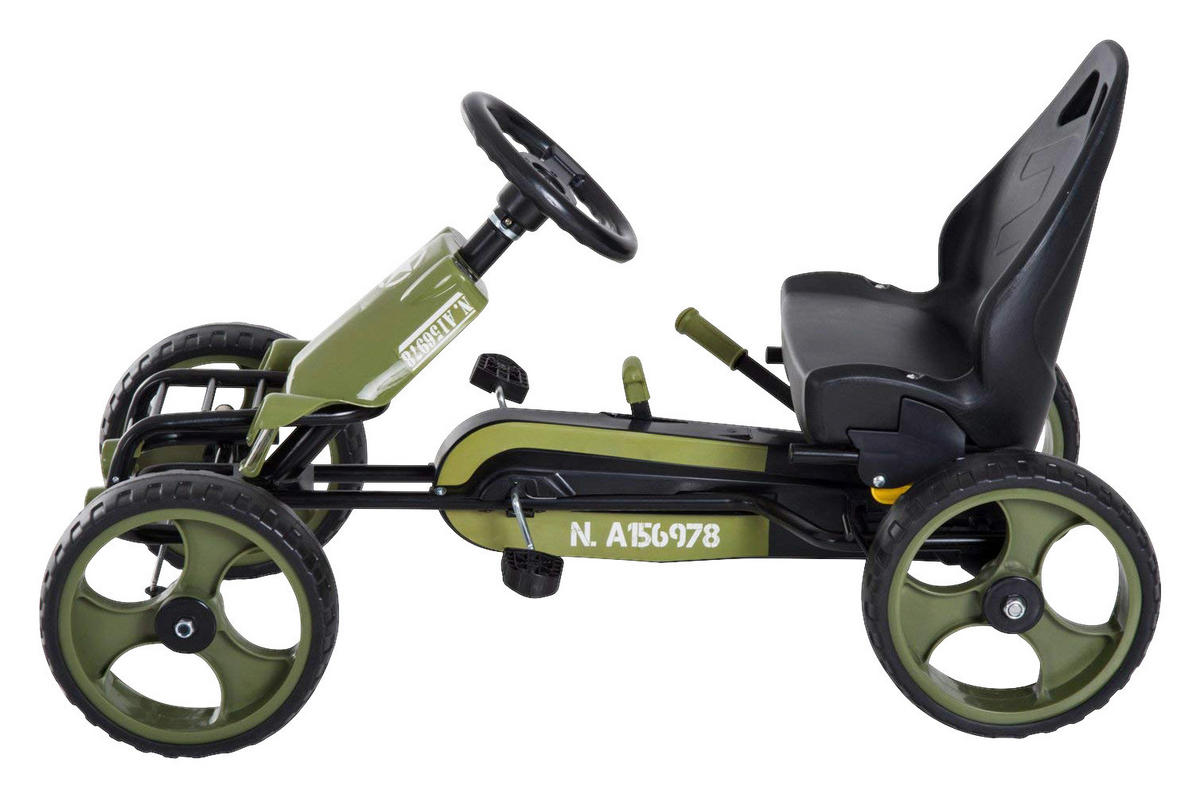 HOMCOM Go Kart schwarz B/H/L: ca. 54x61x105 cm Kinder_Go_Kart_mit_Handbremse - schwarz/grün (105,00/54,00/61,00cm) - HOMCOM