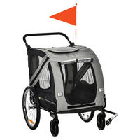 PawHut Hunde-Zubehör grau Edelstahl B/H/L: ca. 72,5x140x108 cm Hundwagen - grau (108,00/72,50/140,00cm) - PawHut