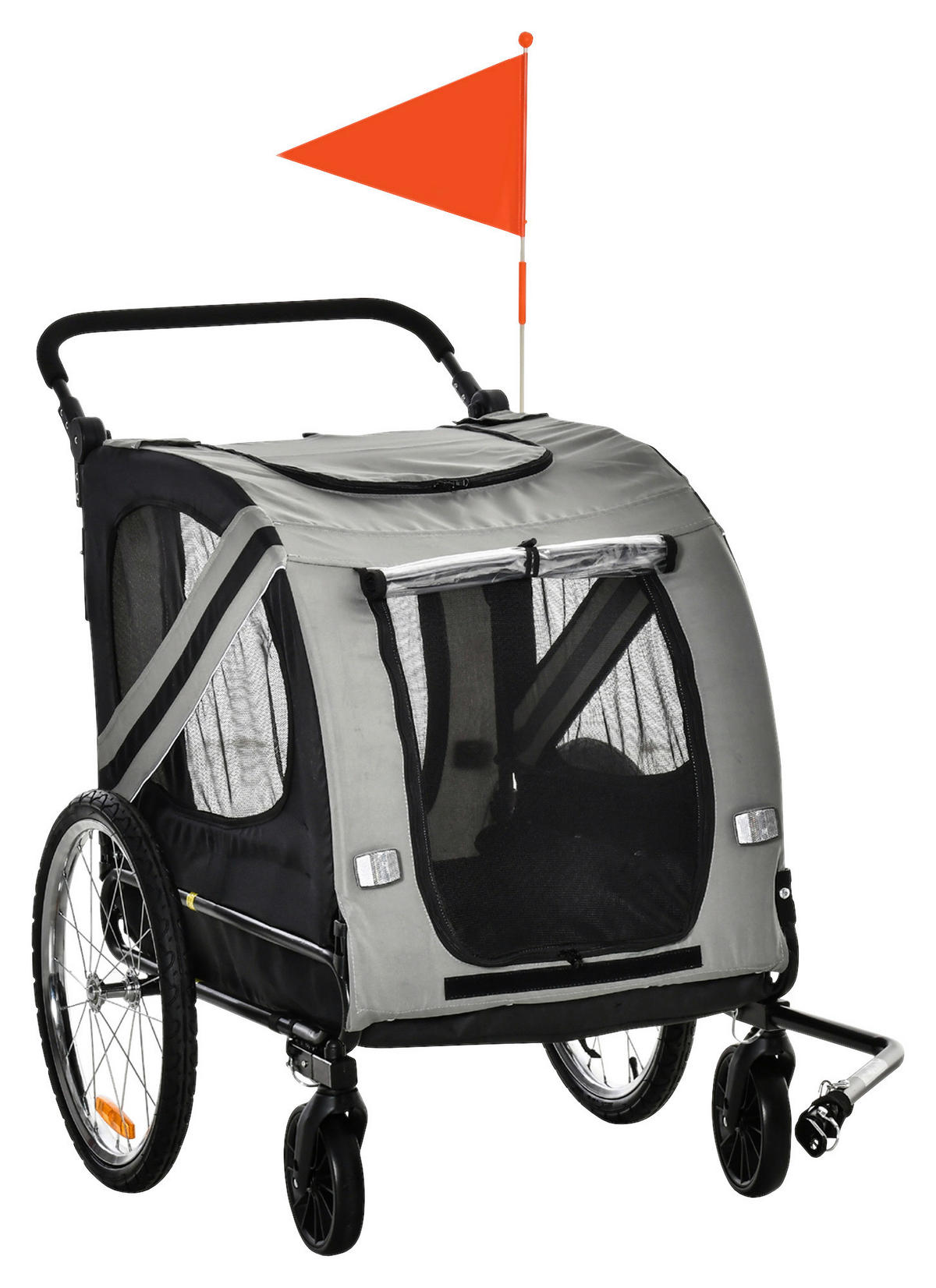 PawHut Hunde-Zubehör grau Edelstahl B/H/L: ca. 72,5x140x108 cm Hundwagen - grau (108,00/72,50/140,00cm) - PawHut