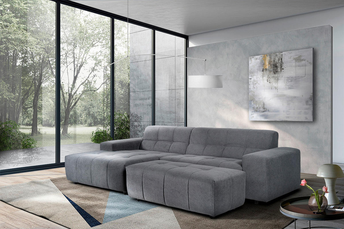 Polsterecke Asia grau Flachgewebe B/H/T: ca. 300x80x160 cm Asia - schwarz/grau (300,00/80,00/160,00cm)