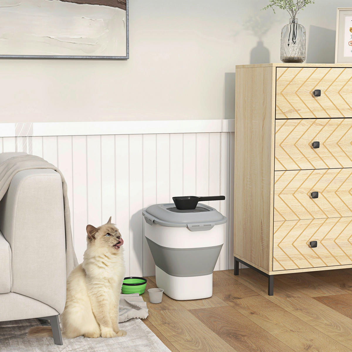 PawHut Hundefutter-Box grau B/H/L: ca. 32x37x44 cm Hundefutter-Box - grau (44,00/32,00/37,00cm) - PawHut