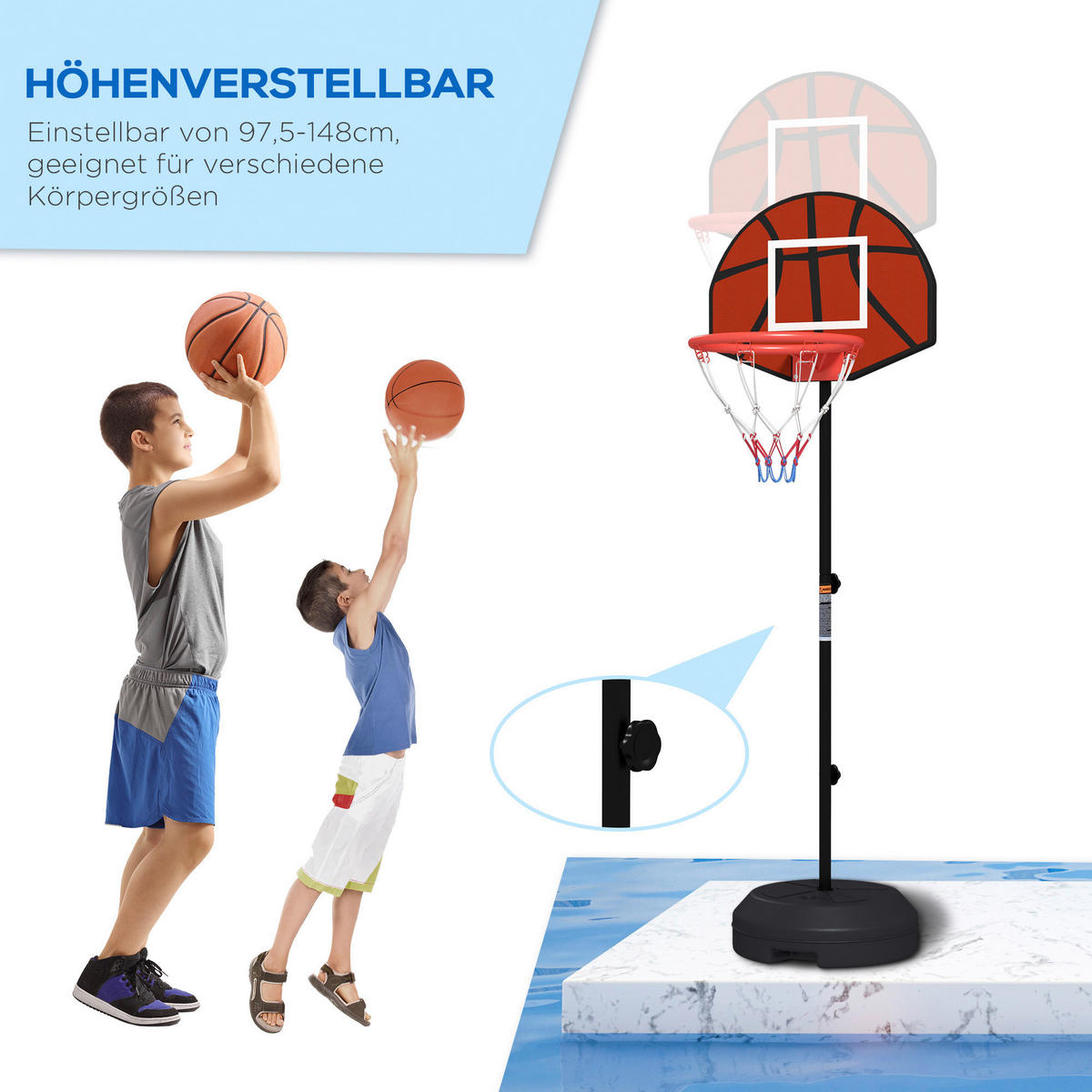 SPORTNOW Basketballständer braun Stahl B/H/L: ca. 38x179x38 cm Basketballständer - braun/schwarz (38,00/38,00/179,00cm) - SPORTNOW