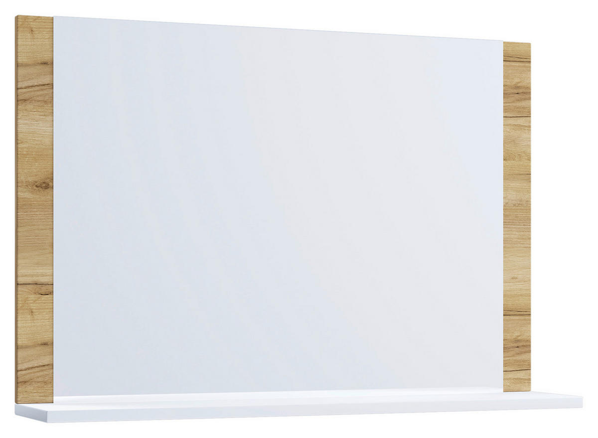 Wandspiegel Lendas Eiche Honig Nachbildung weiß Holzwerkstoff B/H/T: ca. 80x65x17 cm Lendas - Eiche/weiß (80,00/65,00/17,00cm) - VCM Möbel