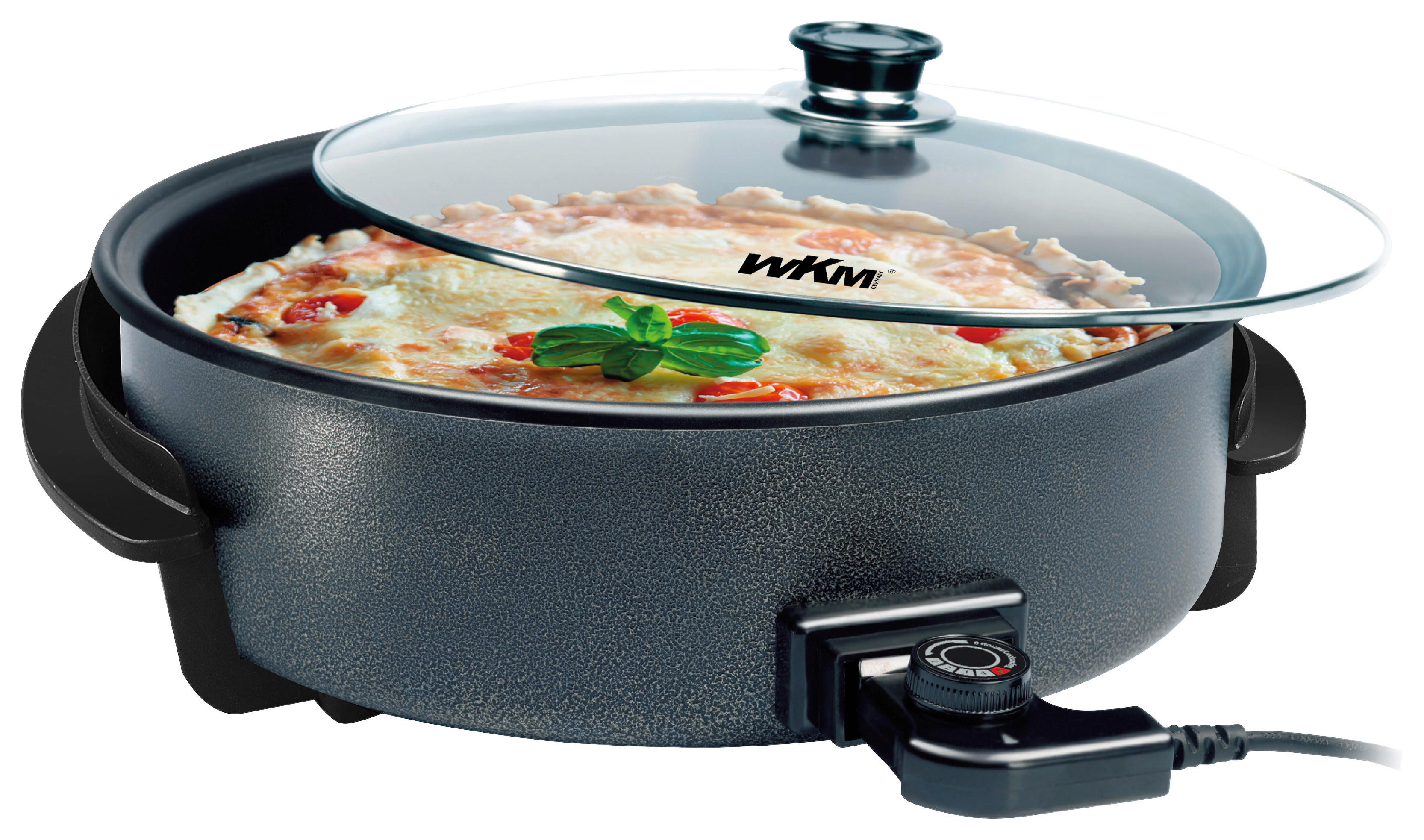 WKM Pizzapfanne PP-4209.2 schwarz Stahl Glas H/D: ca. 9x42 cm Pizzapfanne - schwarz (42,00/9,00cm) - WKM