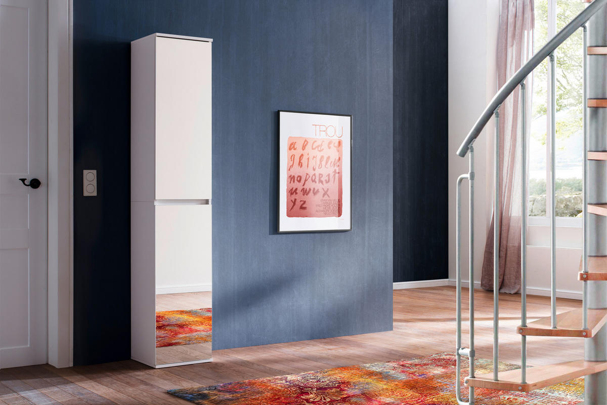 Garderobenschrank Mirror weiß B/H/T: ca. 37x191x34 cm Mirror - weiß (37,00/191,00/34,00cm) - Trendteam