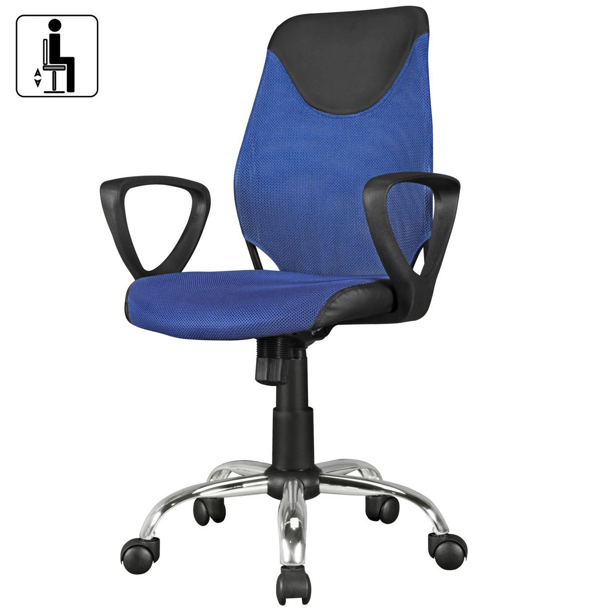 Drehstuhl blau Stoff Kinderschreibtischstuhl TERNI - blau (60,00/101,00/60,00cm) - Amstyle