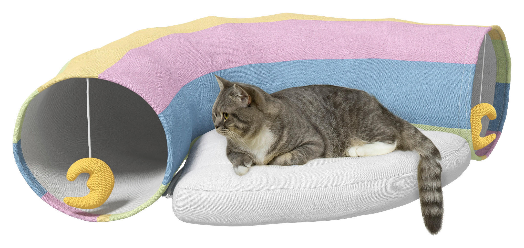 PawHut Katzen-Zubehör bunt Polypropylen B/H/L: ca. 65x105x28 cm Katzentunnel - bunt (28,00/65,00/105,00cm) - PawHut