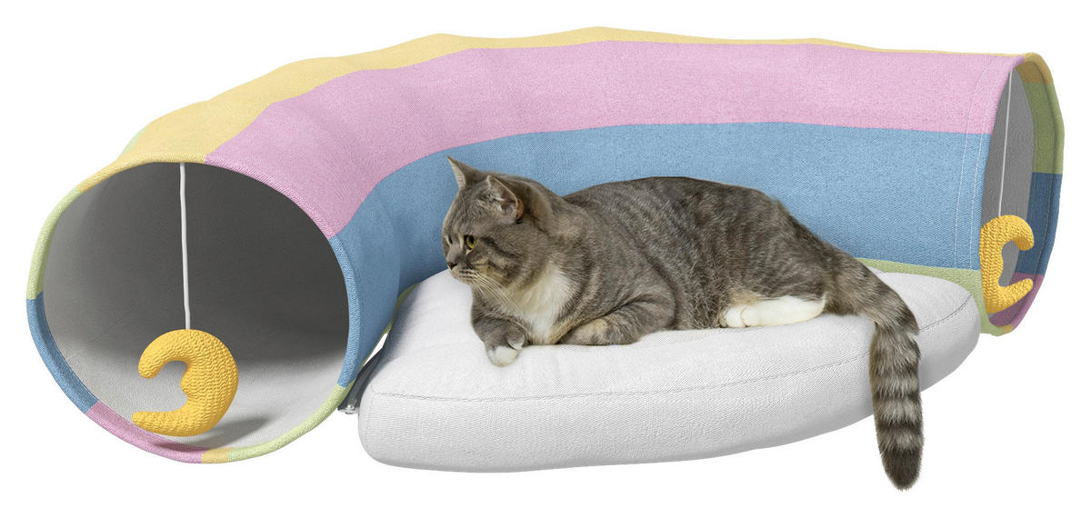 PawHut Katzen-Zubehör bunt Polypropylen B/H/L: ca. 65x105x28 cm Katzentunnel - bunt (28,00/65,00/105,00cm) - PawHut
