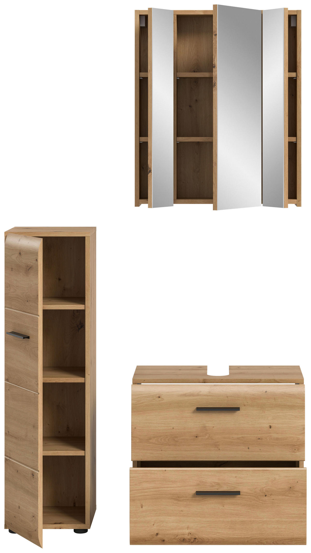 Badezimmer-Set Ice Artisan Oak Nachbildung B/H/T: ca. 105x185x30 cm Ice - (105,00/185,00/30,00cm) - xonox.home