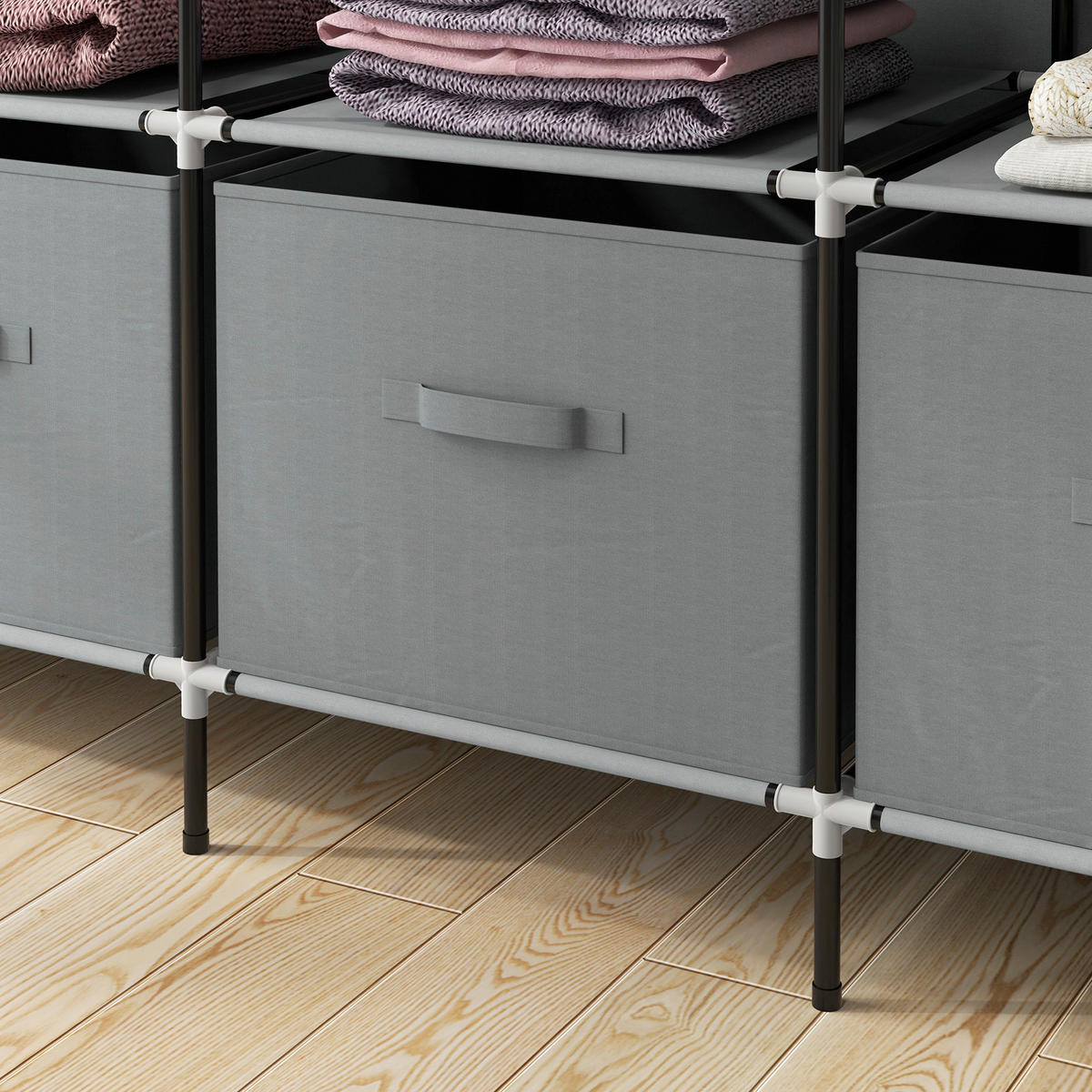 HOMCOM Kleiderschrank dunkelgrau Polypropylen B/H/L: ca. 42,5x166x169,5 cm Stoffschrank - dunkelgrau (169,50/42,50/166,00cm) - HOMCOM