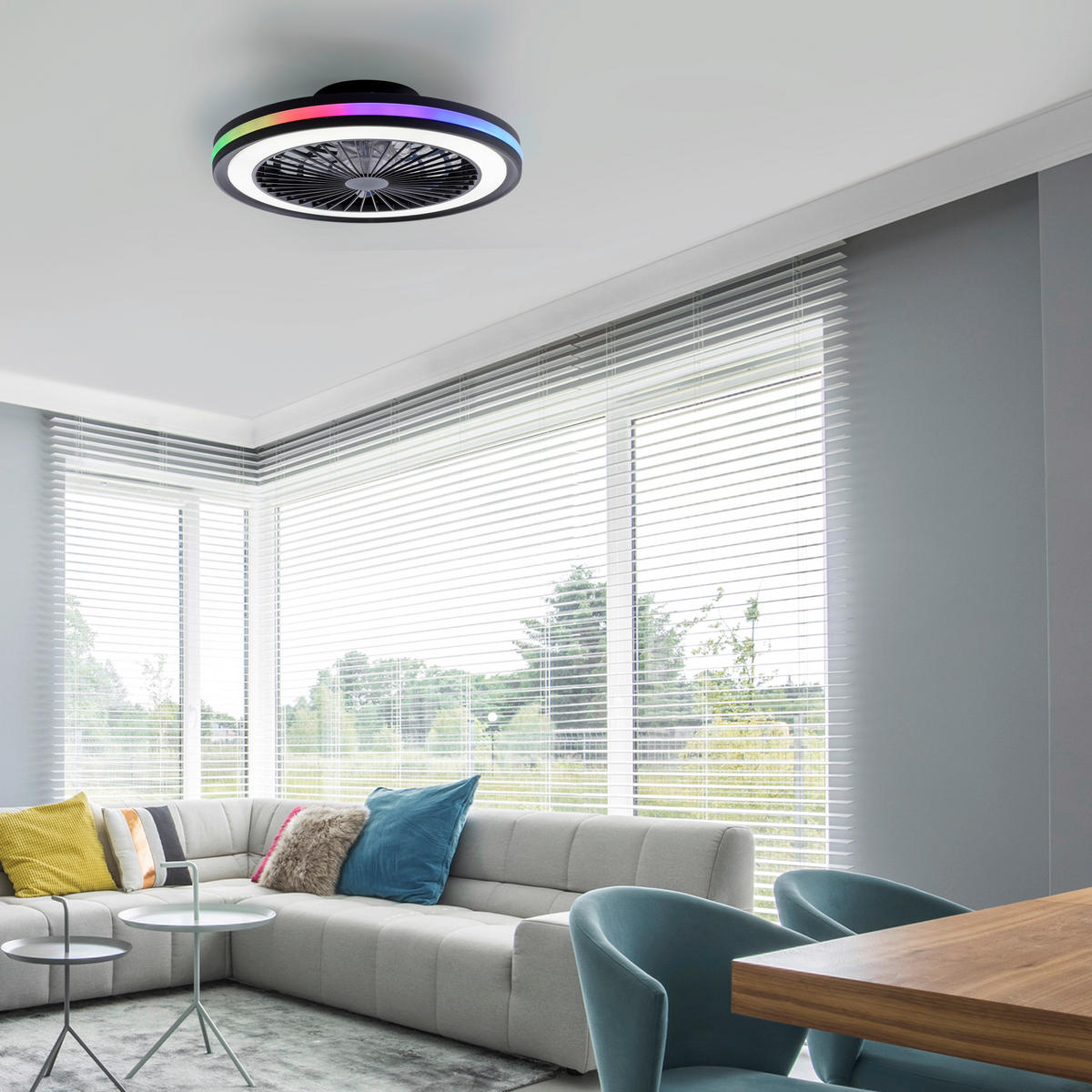 Just Light LED-Deckenventilator schwarz B/H/L: ca. 45,5x14x45,5 cm max. 36 W LED-Deckenventilator_Brandon - schwarz (45,50/45,50/14,00cm) - Just Light