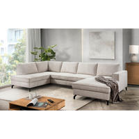Wohnlandschaft Santorin Greige Microfaser B/H/T: ca. 349x88x197 cm Santorin - Greige/schwarz (349,00/88,00/197,00cm)