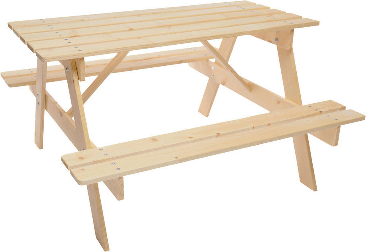 Timbela Kindersitzgarnitur M018 natur Holz B/H/L: ca. 90x50x90 cm M018 - natur (90,00/90,00/50,00cm) - Timbela