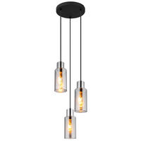 GLOBO Pendelleuchte schwarz Metall H/D: ca. 120x32 cm E27 3 Brennstellen LIDARIA - schwarz (32,00/120,00cm) - GLOBO