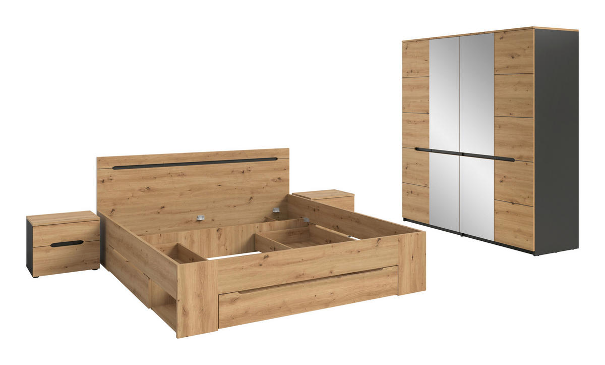 Schlafzimmer CANU, Set basaltgrau Artisan Nachbildung CANU, Set - basaltgrau - xonox.home