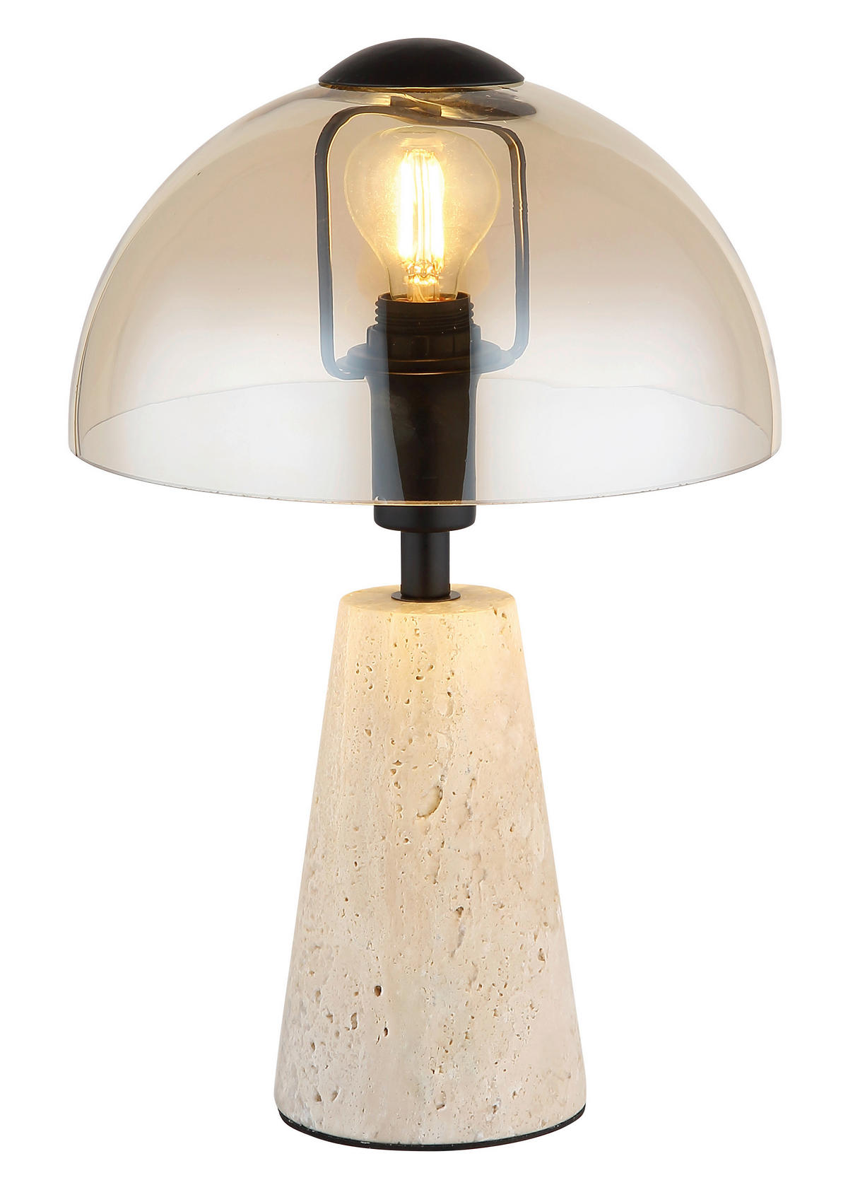 GLOBO Tischleuchte sand schwarz Glas Metall B/H/L: ca. 25x31,5x25 cm E14 1 Brennstellen Tischleuchte-Lars - sand/schwarz (25,00/25,00/31,50cm) - GLOBO