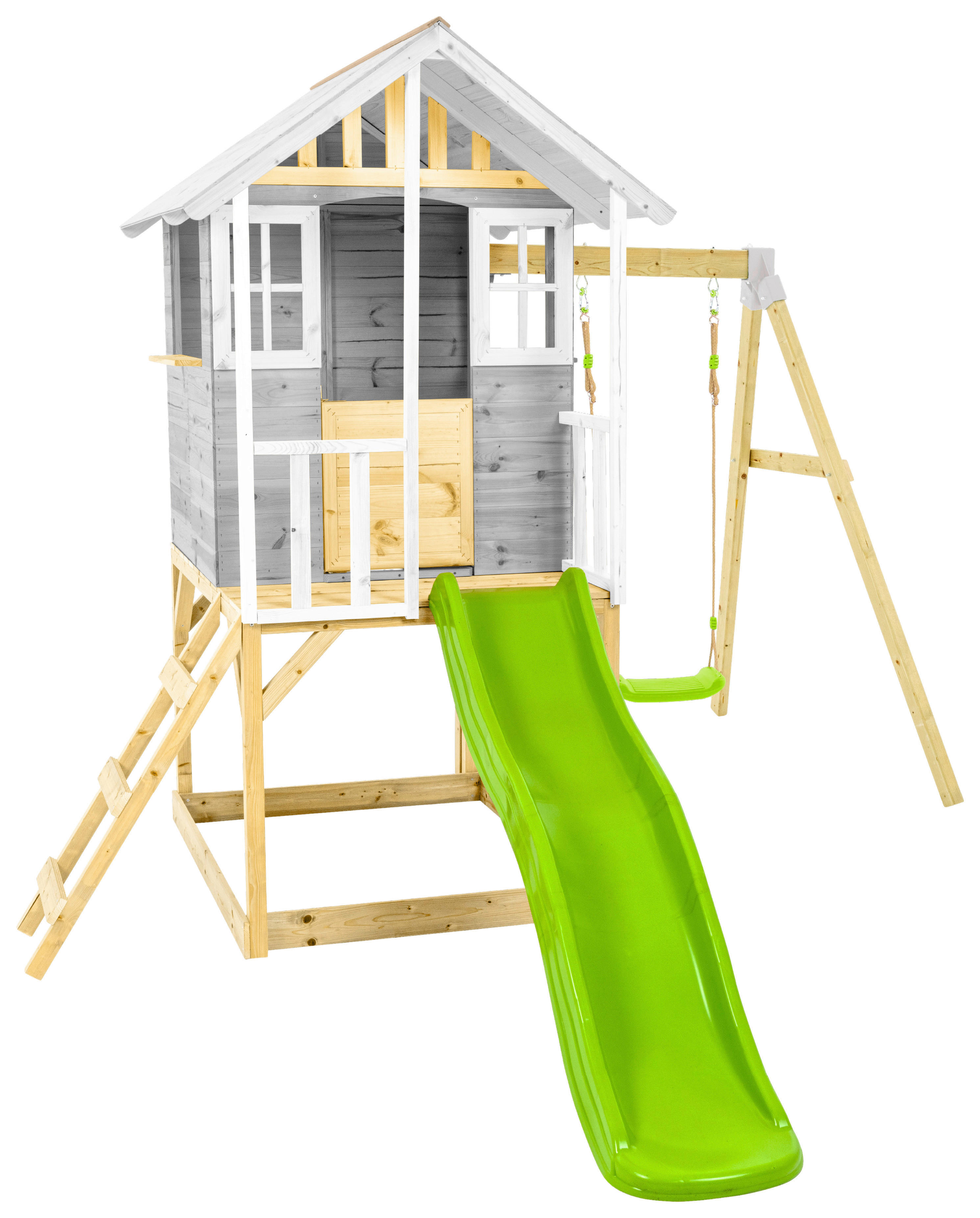 Zwerkules Spielhaus Valli weiß B/H/L: ca. 280x224x352 cm Valli - weiß/grau (352,00/280,00/224,00cm) - Zwerkules