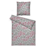 Microfaser Bettwäsche Fleece Bettwäsche_Fleece Love 135x200cm - hellgrau/rosé (135,00/200,00cm)