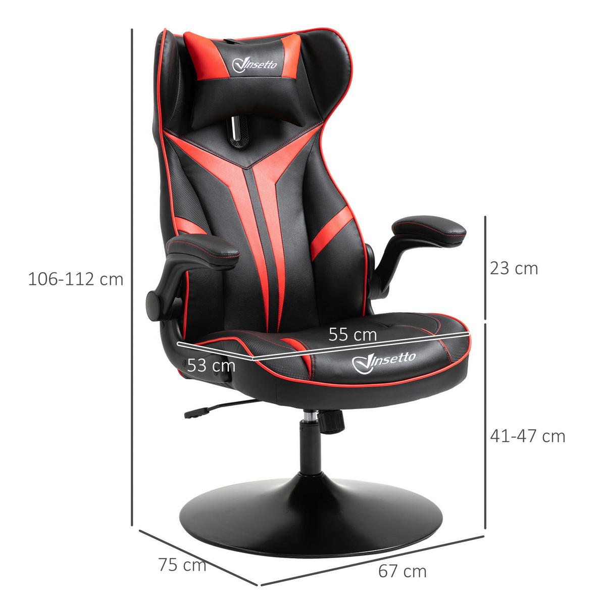 Gaming-Sessel 921-358RD rot schwarz 921-358RD - rot/schwarz (67,00/106,00/75,00cm) - Vinsetto