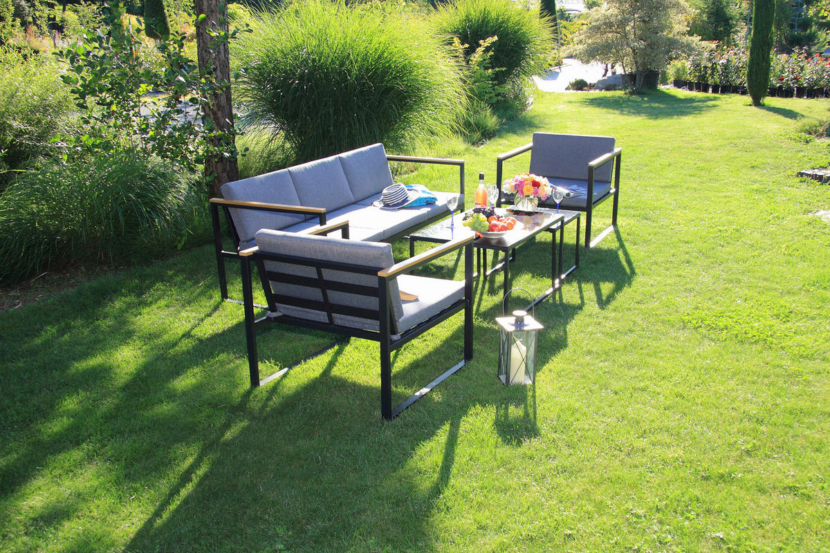 Acamp Loungeset Space anthrazit Stahl Space - anthrazit/teak - Acamp