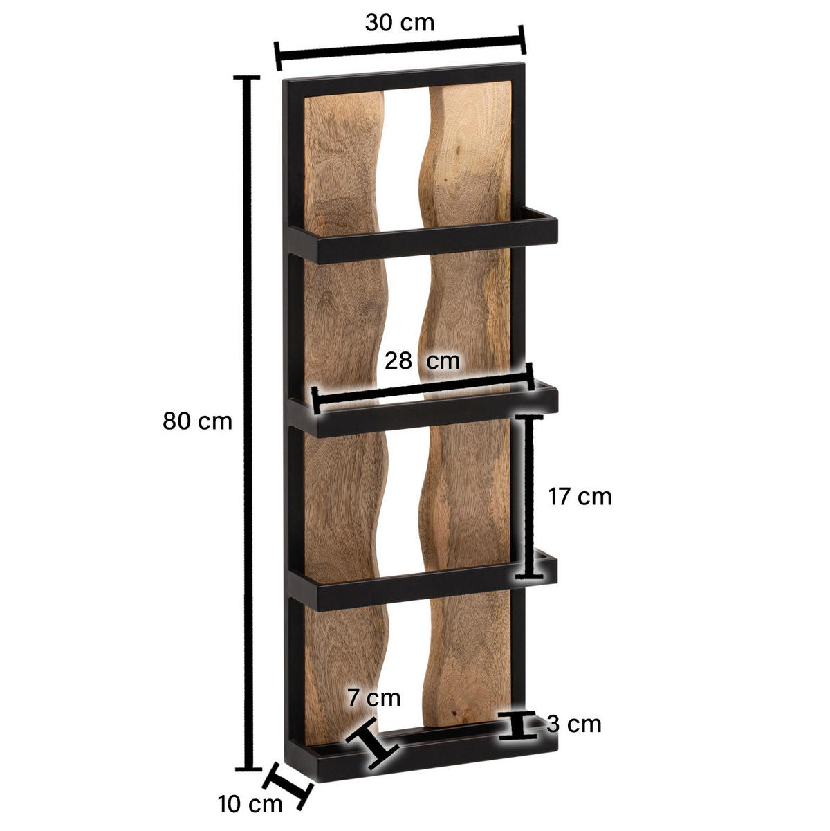 Wandregal B/H/T: ca. 30x80x10 cm Wandregal - (30,00/80,00/10,00cm) - Wohnling