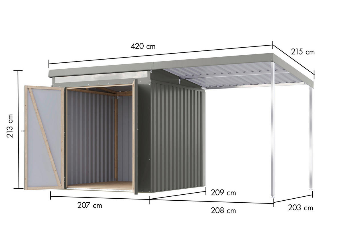 Karibu Gartenhaus Indra 2 grau B/H/T: ca. 206x213x206 cm Indra 2 - grau (206,00/213,00/206,00cm) - Karibu