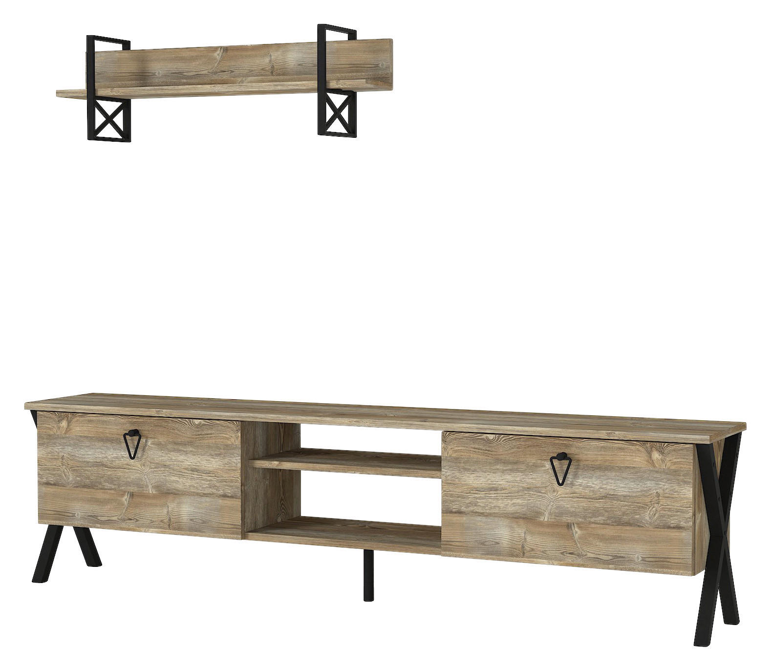 Wohnwand Zeth Eiche Nachbildung B/H/T: ca. 180x46,8x31,5 cm Zeth - Eiche (180,00/46,80/31,50cm) - moebel17