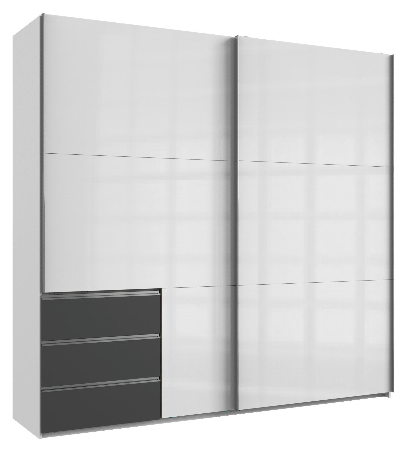 Schwebetürenschrank Level weiß B/H/T: ca. 250x236x65 cm Level - weiß/Graphit (250,00/236,00/65,00cm)