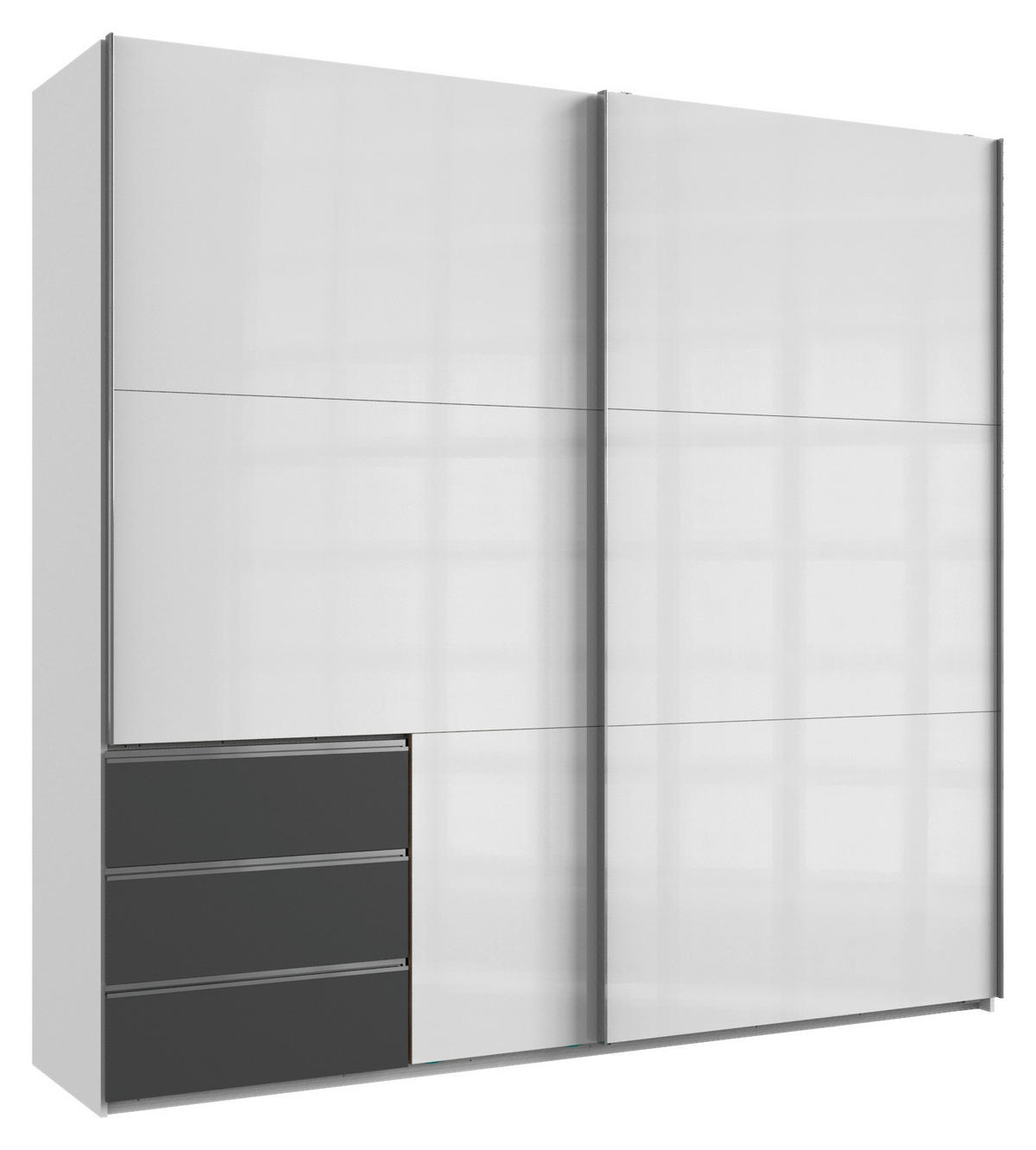 Schwebetürenschrank Level weiß B/H/T: ca. 250x236x65 cm Level - weiß/Graphit (250,00/236,00/65,00cm)