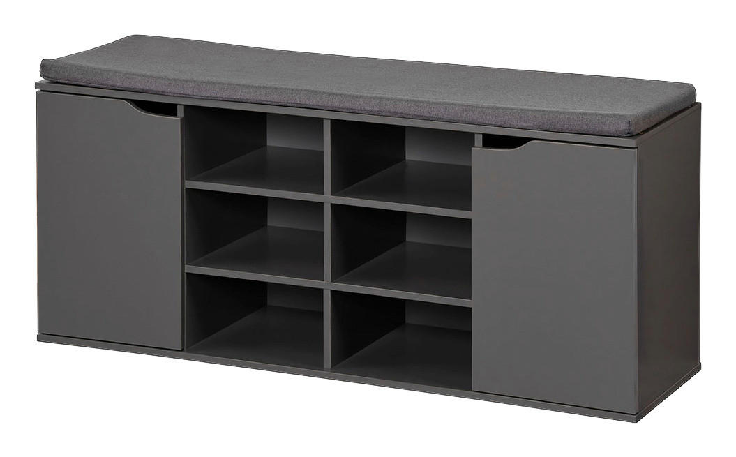 Kesper Schuhregal grau Spanplatte B/H/T: ca. 103x48x30,5 cm Schuhregal_mit_Sitzkissen - grau (103,00/48,00/30,50cm) - Kesper