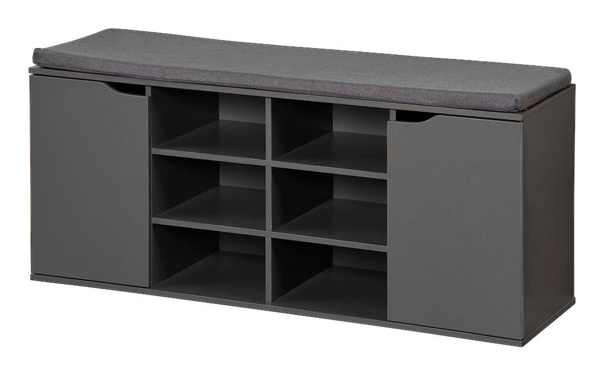 Kesper Schuhregal grau Spanplatte B/H/T: ca. 103x48x30,5 cm Schuhregal_mit_Sitzkissen - grau (103,00/48,00/30,50cm) - Kesper