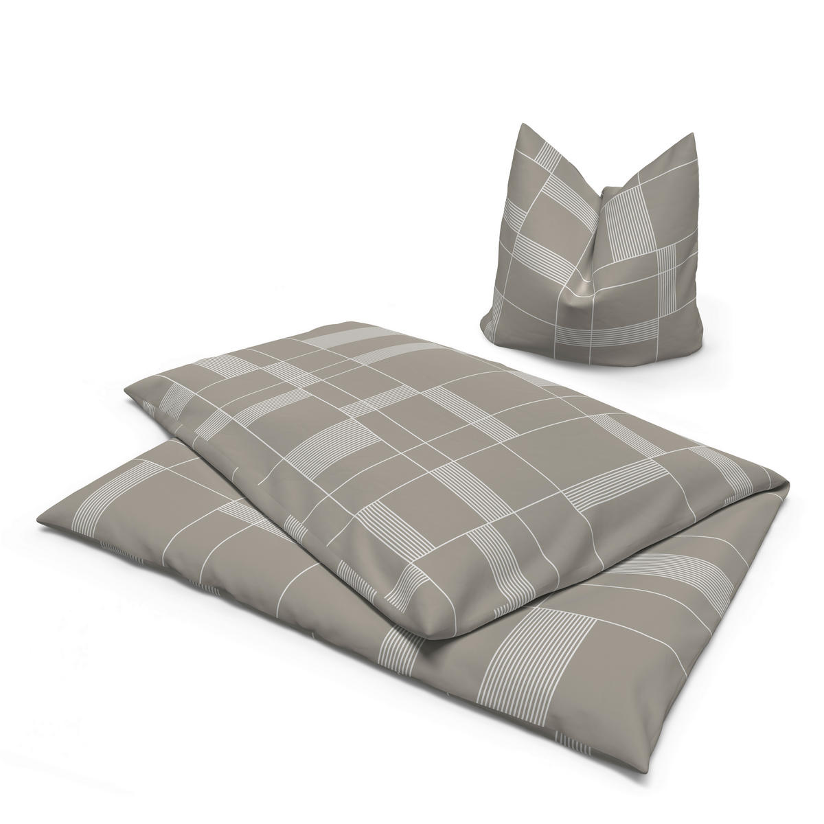 Microfaser Bettwäsche Bettwäsche_Microfaser kariert beige - beige (135,00/200,00cm) - Sensation