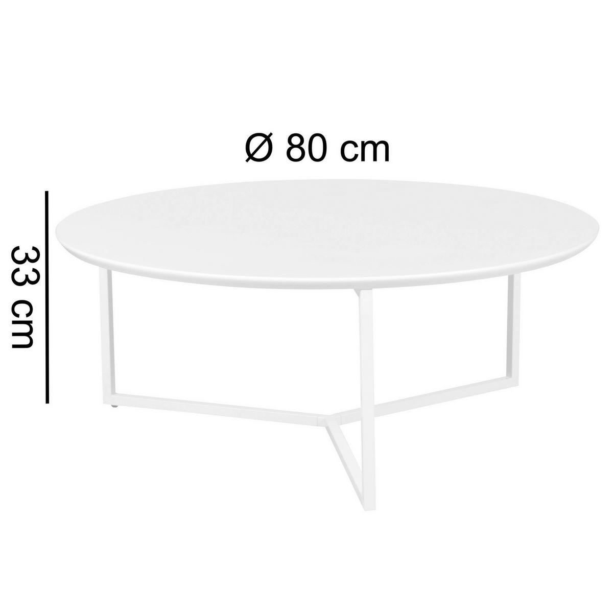 Wohnling Couchtisch weiß weiß MDF Metall B/H/T: ca. 80x33x80 cm Couchtisch - weiß (80,00/33,00/80,00cm) - Wohnling
