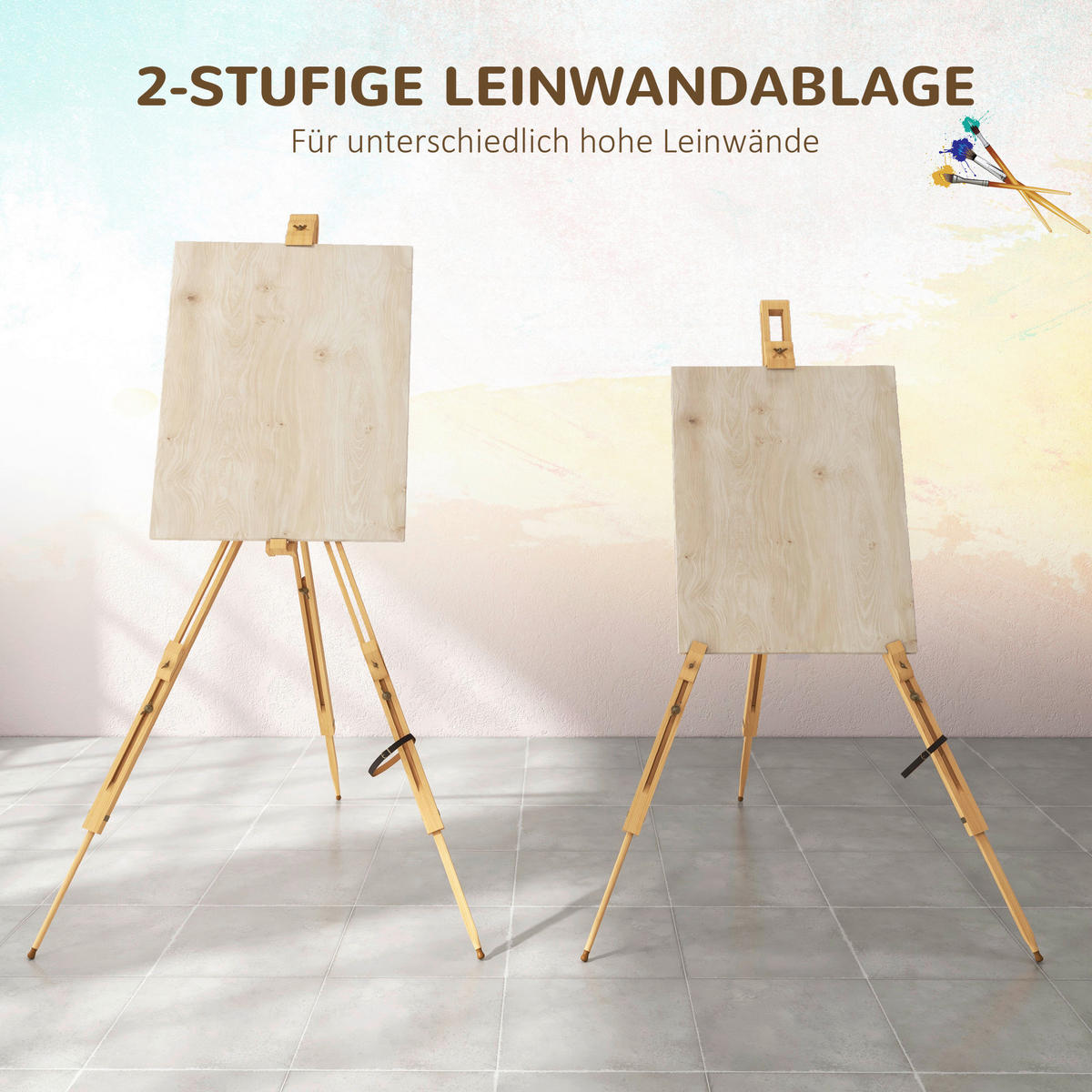 Vinsetto Staffelei natur Buche B/H/L: ca. 84x93x183 cm Staffelei - natur (183,00/84,00/93,00cm) - Vinsetto