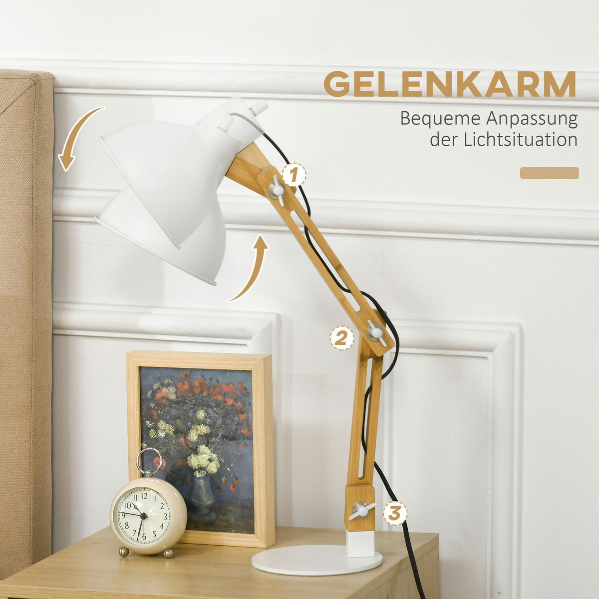 HOMCOM Schreibtischleuchte Schreibtischlampe - weiß (50,00/15,50/36,00cm) - HOMCOM