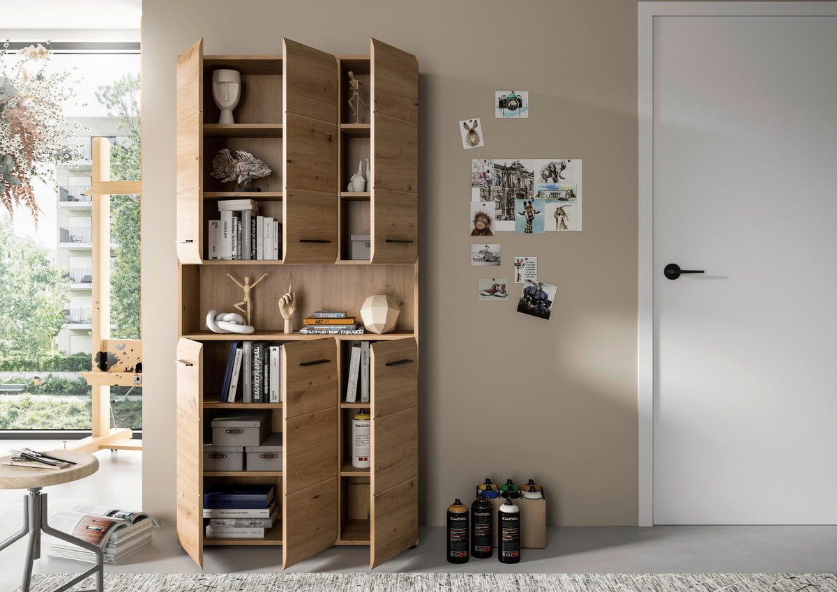 Mehrzweckschrank Ice Artisan Oak Nachbildung B/H/T: ca. 90x185x30 cm Ice - (90,00/185,00/30,00cm) - xonox.home