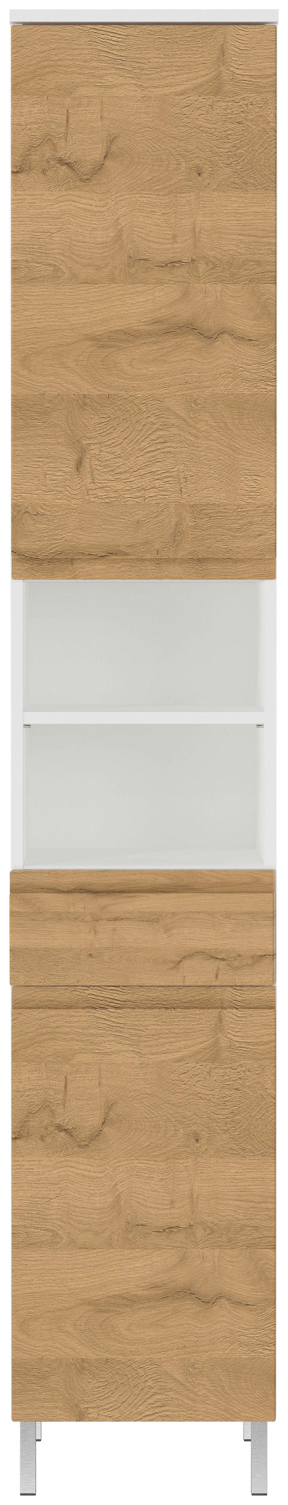 Hochschrank 4334-559 weiß Eiche Grand-Son Nachbildung B/H/T: ca. 34x190x34 cm 4334-559 - Eiche/weiß (34,00/190,00/34,00cm) - Germania