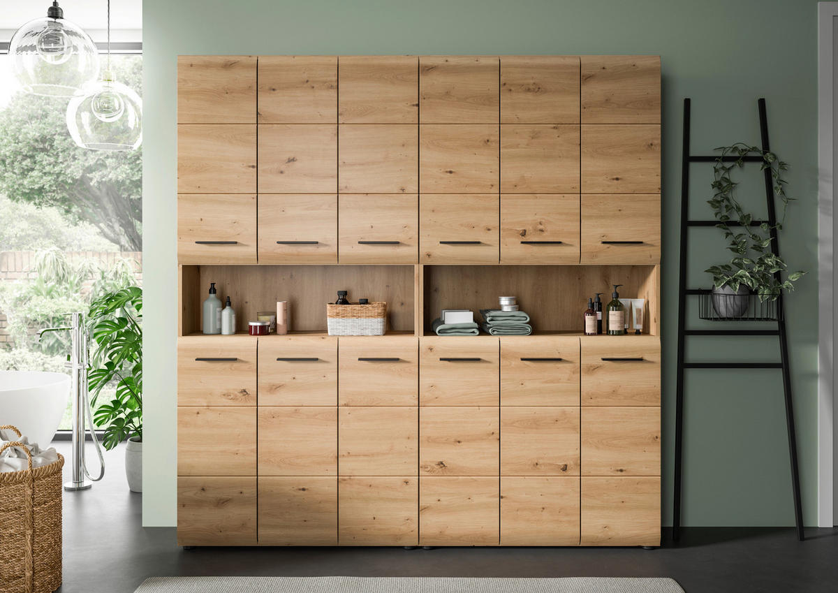 Badezimmer-Set Ice Artisan Oak Nachbildung B/H/T: ca. 180x185x30 cm Ice - (180,00/185,00/30,00cm) - xonox.home