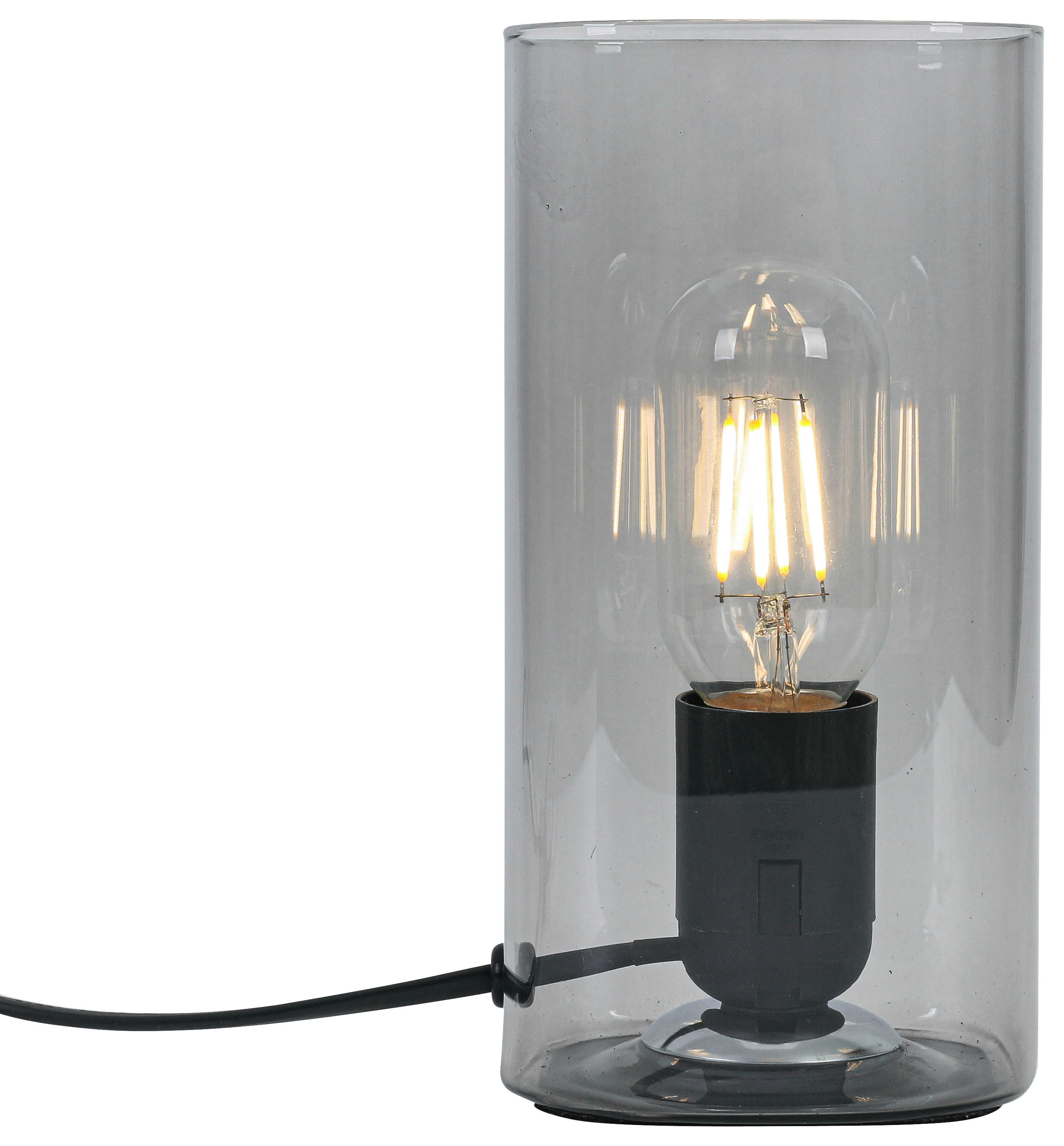 Nolo Tischleuchte Paige Rauch Glas B/H/L: ca. 9,5x20x9,5 cm E27 1 Brennstellen Paige - Rauch (9,50/9,50/20,00cm) - Nolo