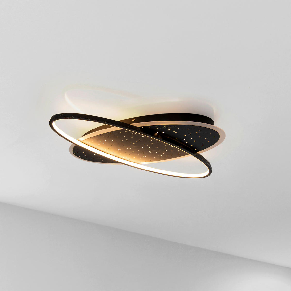 Näve Leuchten LED-Deckenleuchte schwarz Kunststoff Metall B/H/T: ca. 60x6,5x47 cm STELARIS - schwarz (60,00/6,50/47,00cm) - Näve Leuchten
