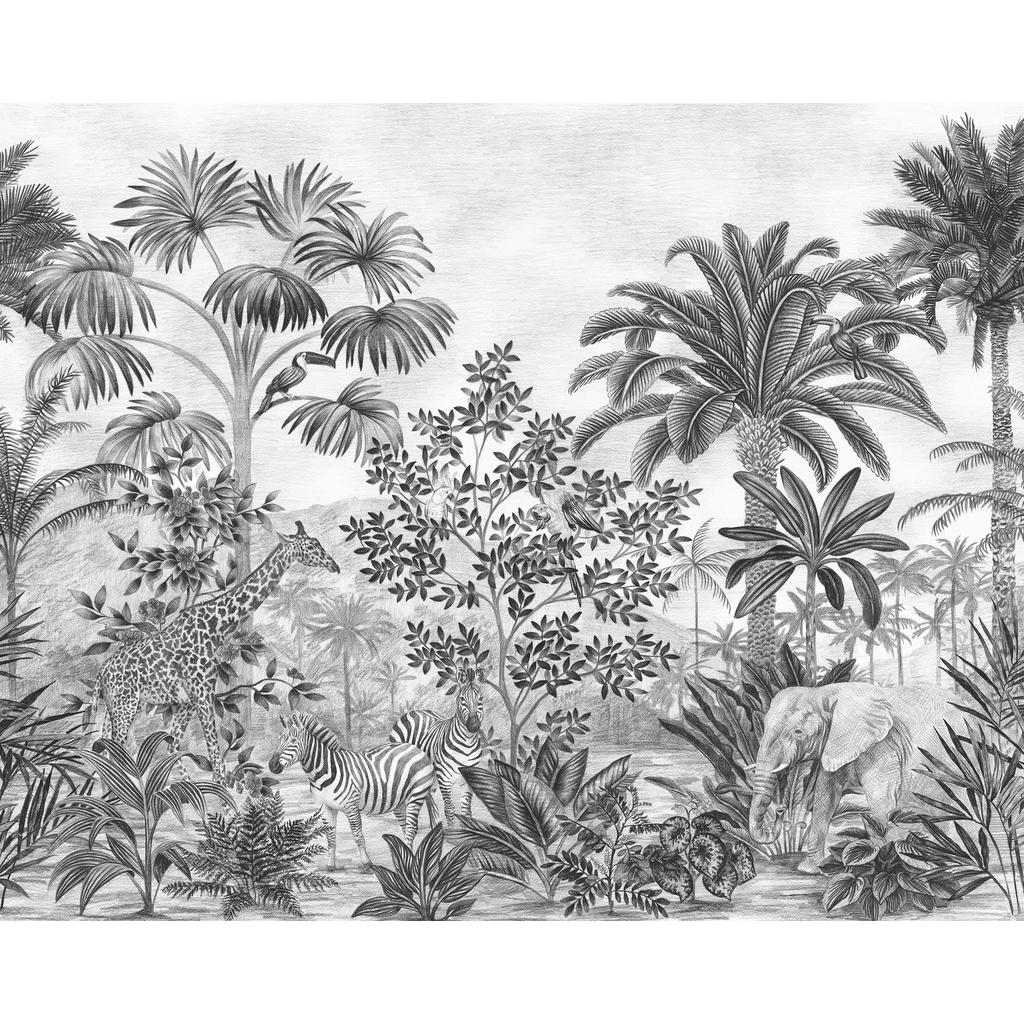 Komar Fototapete Jungle Evolution, glatt, bedruckt, Comic, Retro, mehrfarbig, BxH: 350x280 cm, glatt, bedruckt