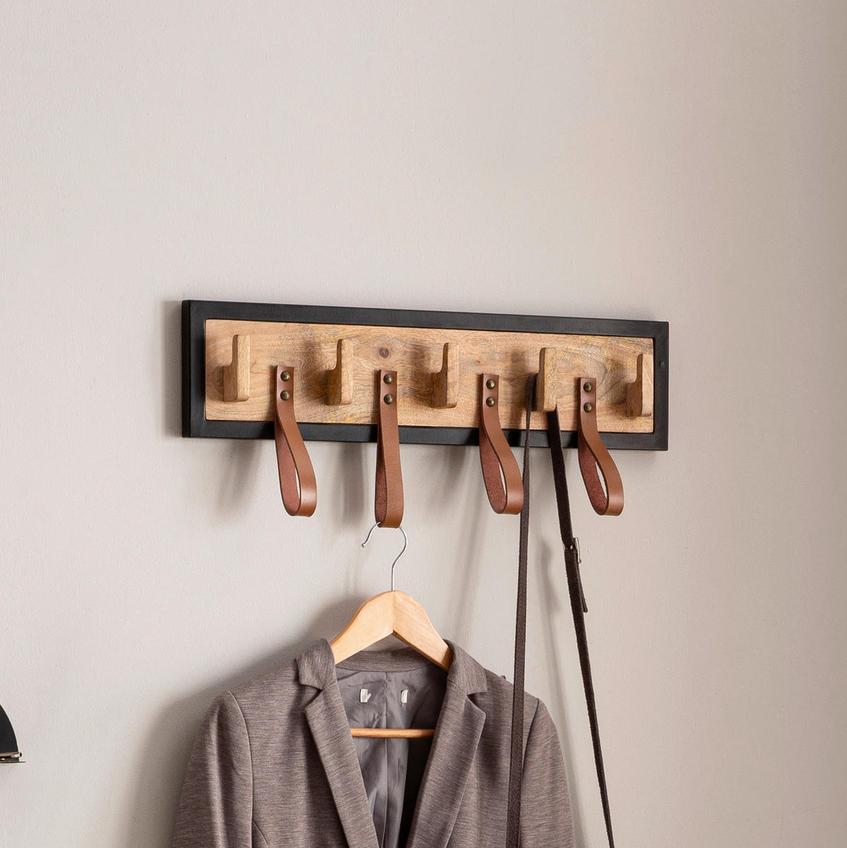 Wandgarderobe braun B/H/T: ca. 60x15x6 cm Wandgarderobe - braun (60,00/15,00/6,00cm) - Wohnling