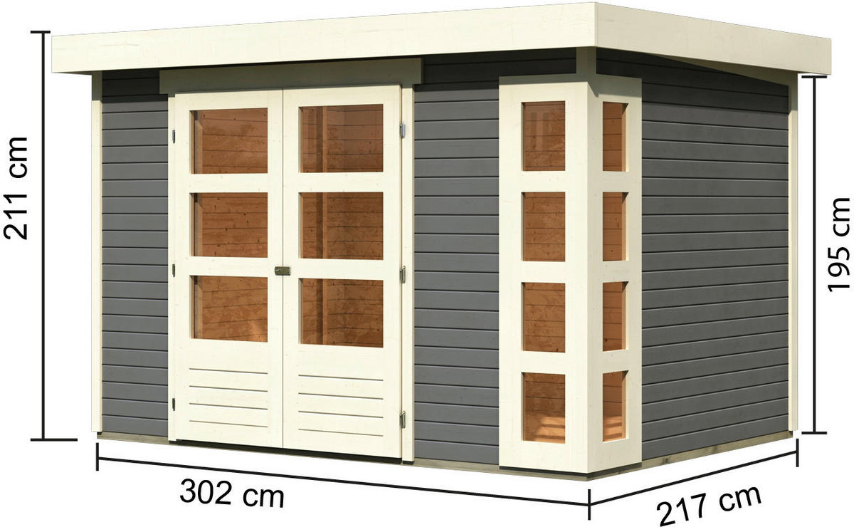 Karibu Gartenhaus Felipo 2 Terragrau B/H/T: ca. 302x217x211 cm Felipo 2 - Terragrau (302,00/217,00/211,00cm) - Karibu