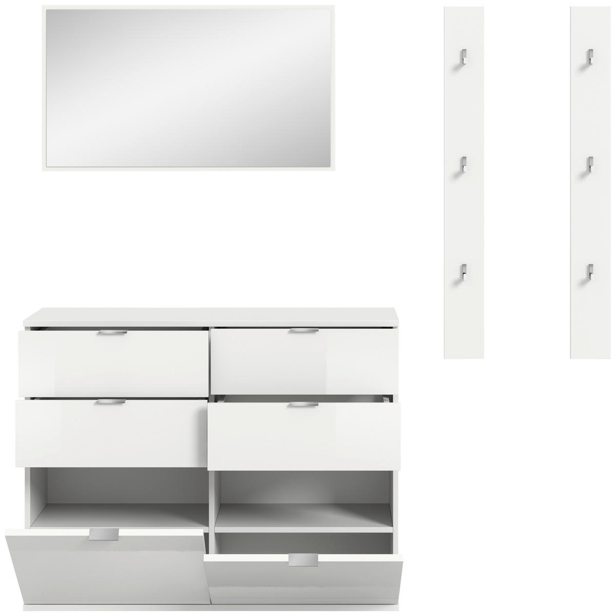 Garderobe Projekt X weiß weiß Hochglanz B/H/T: ca. 171x191x37 cm Projekt X - weiß (171,00/191,00/37,00cm) - xonox.home