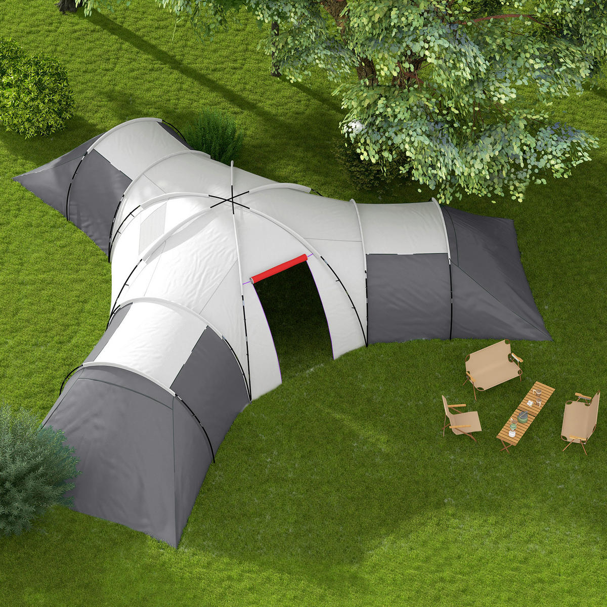Outsunny Campingzelt B/H/L: ca. 615x225x615 cm Campingzelt - grau (615,00/615,00/225,00cm) - Outsunny