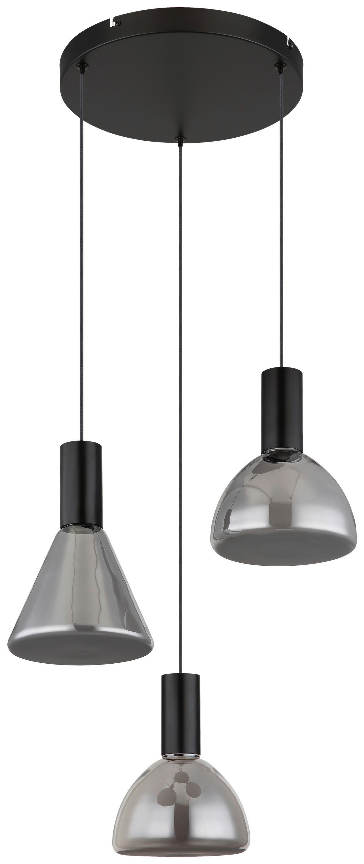 GLOBO LED-Pendelleuchte Rauch mattschwarz Metall Glas H/D: ca. 150x42 cm LABORA - Rauch/mattschwarz (42,00/150,00cm) - GLOBO