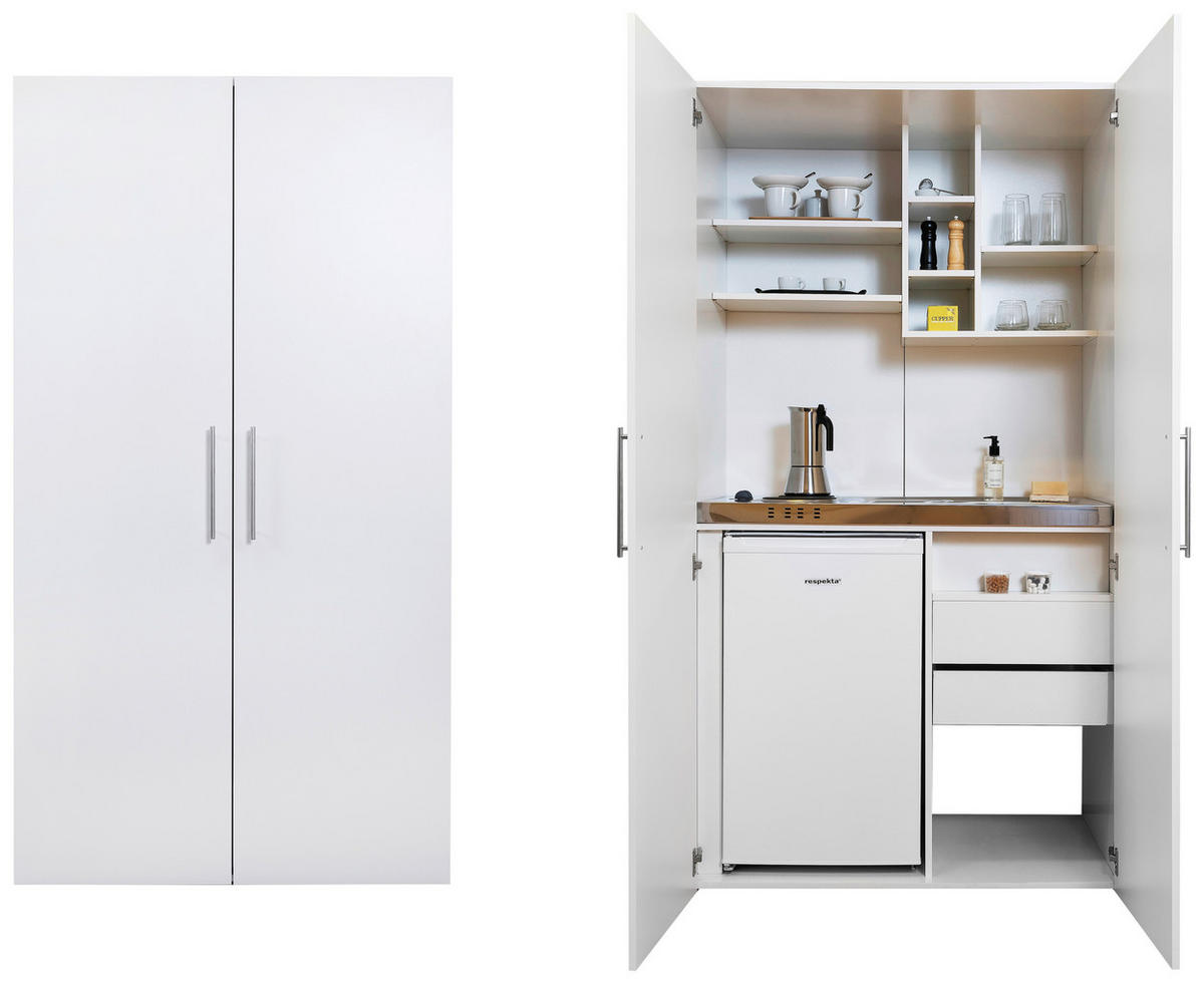 Respekta Schrankküche Economy weiß matt B/H/T: ca. 104x193x67 cm Economy - weiß (104,00/193,00/67,00cm) - Respekta