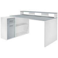 Schreibtisch Gamer hellgrau matt weiß matt B/H/T: ca. 160x92x115 cm Gamer - hellgrau/weiß (160,00/92,00/115,00cm)