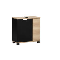 Waschbeckenunterschrank Emmik schwarz matt Eiche Eiche weiß Nachbildung B/H/T: ca. 59,8x62,4x32,6 cm Emmik - Eiche/schwarz (59,80/62,40/32,60cm) - Möbelpartner